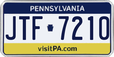 PA license plate JTF7210