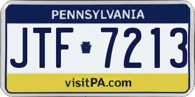 PA license plate JTF7213