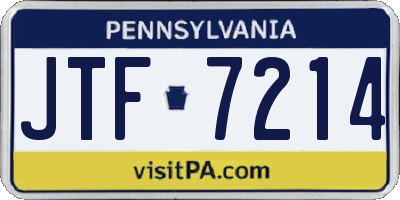 PA license plate JTF7214