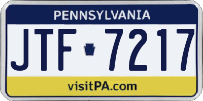 PA license plate JTF7217