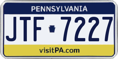 PA license plate JTF7227