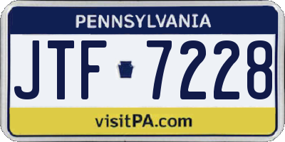 PA license plate JTF7228