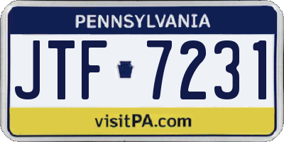 PA license plate JTF7231