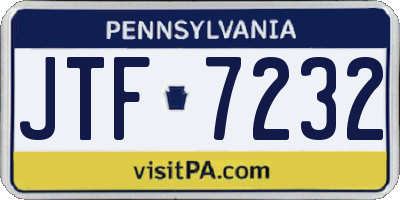 PA license plate JTF7232