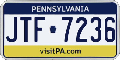 PA license plate JTF7236