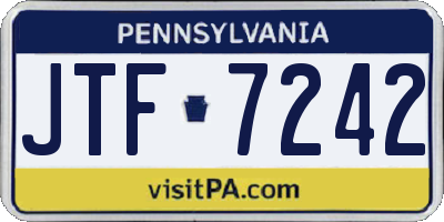 PA license plate JTF7242