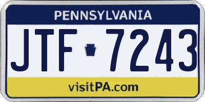 PA license plate JTF7243