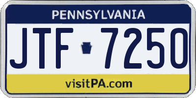 PA license plate JTF7250