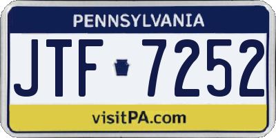 PA license plate JTF7252