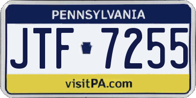 PA license plate JTF7255