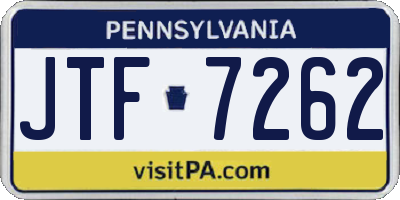 PA license plate JTF7262