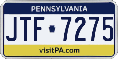 PA license plate JTF7275