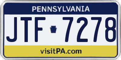 PA license plate JTF7278