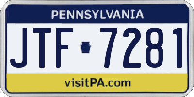 PA license plate JTF7281