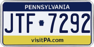 PA license plate JTF7292