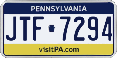 PA license plate JTF7294