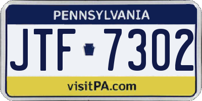 PA license plate JTF7302