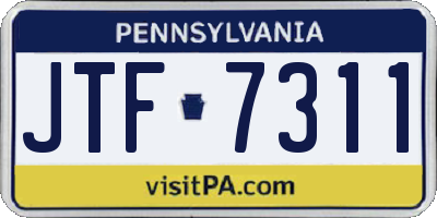 PA license plate JTF7311