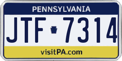 PA license plate JTF7314