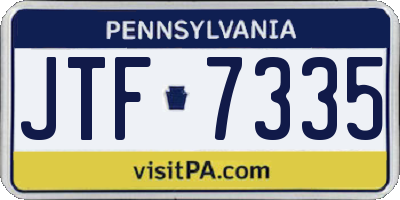 PA license plate JTF7335