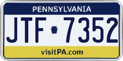PA license plate JTF7352