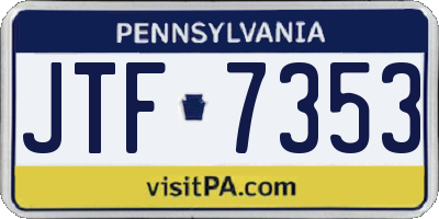 PA license plate JTF7353