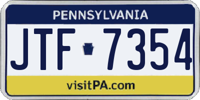 PA license plate JTF7354