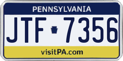 PA license plate JTF7356