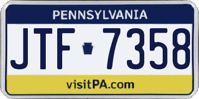 PA license plate JTF7358