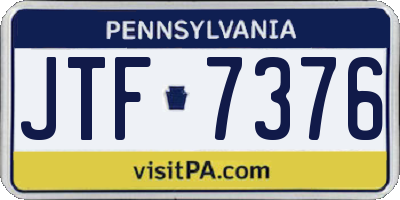 PA license plate JTF7376