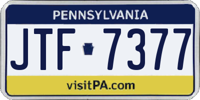 PA license plate JTF7377