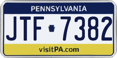 PA license plate JTF7382
