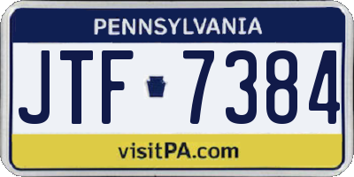 PA license plate JTF7384