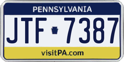 PA license plate JTF7387