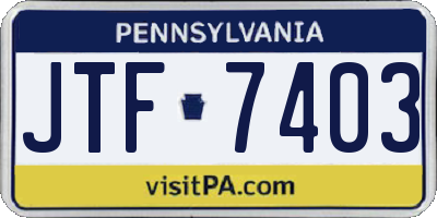 PA license plate JTF7403