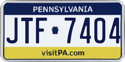 PA license plate JTF7404