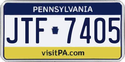 PA license plate JTF7405