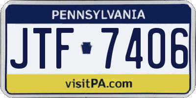 PA license plate JTF7406