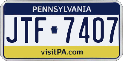 PA license plate JTF7407
