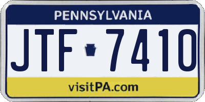 PA license plate JTF7410