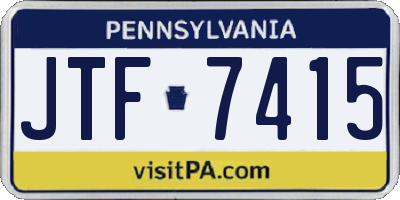 PA license plate JTF7415