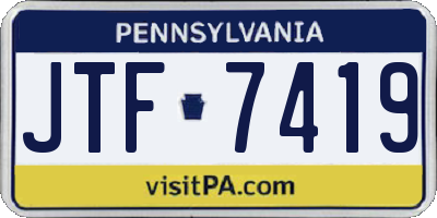 PA license plate JTF7419