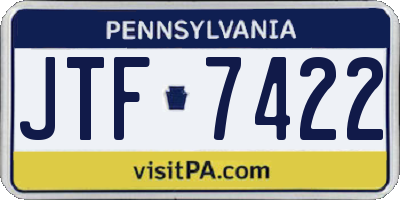 PA license plate JTF7422
