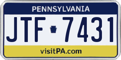 PA license plate JTF7431