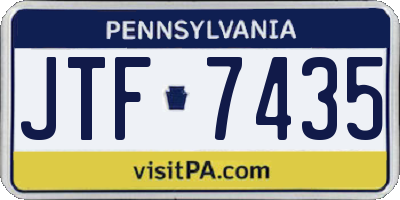 PA license plate JTF7435