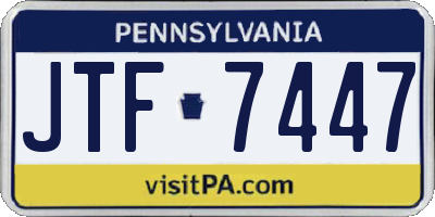 PA license plate JTF7447