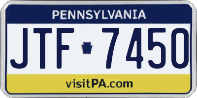 PA license plate JTF7450