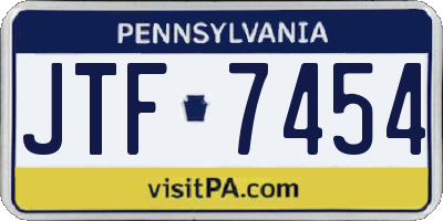 PA license plate JTF7454