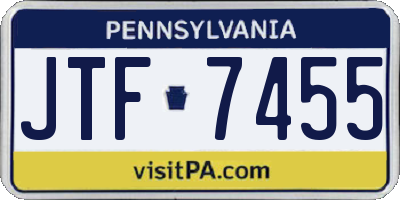 PA license plate JTF7455