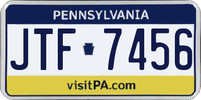 PA license plate JTF7456